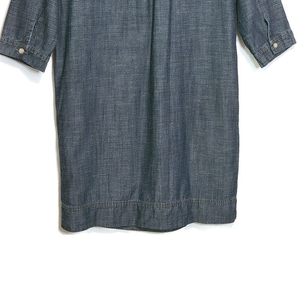 J Jill Linen Blend Chambray Blue Scoop Neck Midi Dress Relaxed Fit Casual Size S - Picture 9 of 12